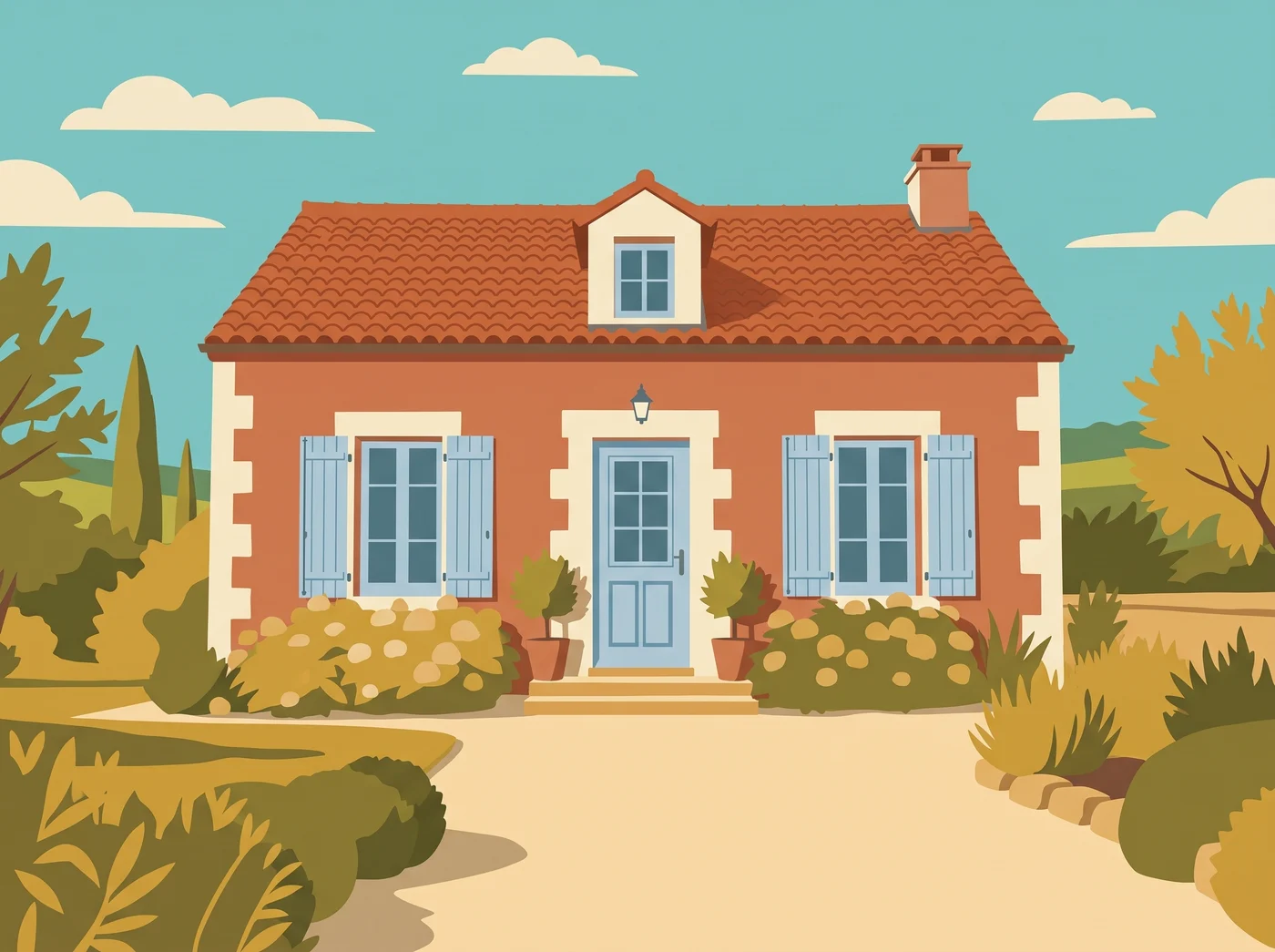 Exemple d’une maison transformée en affiche de vacances